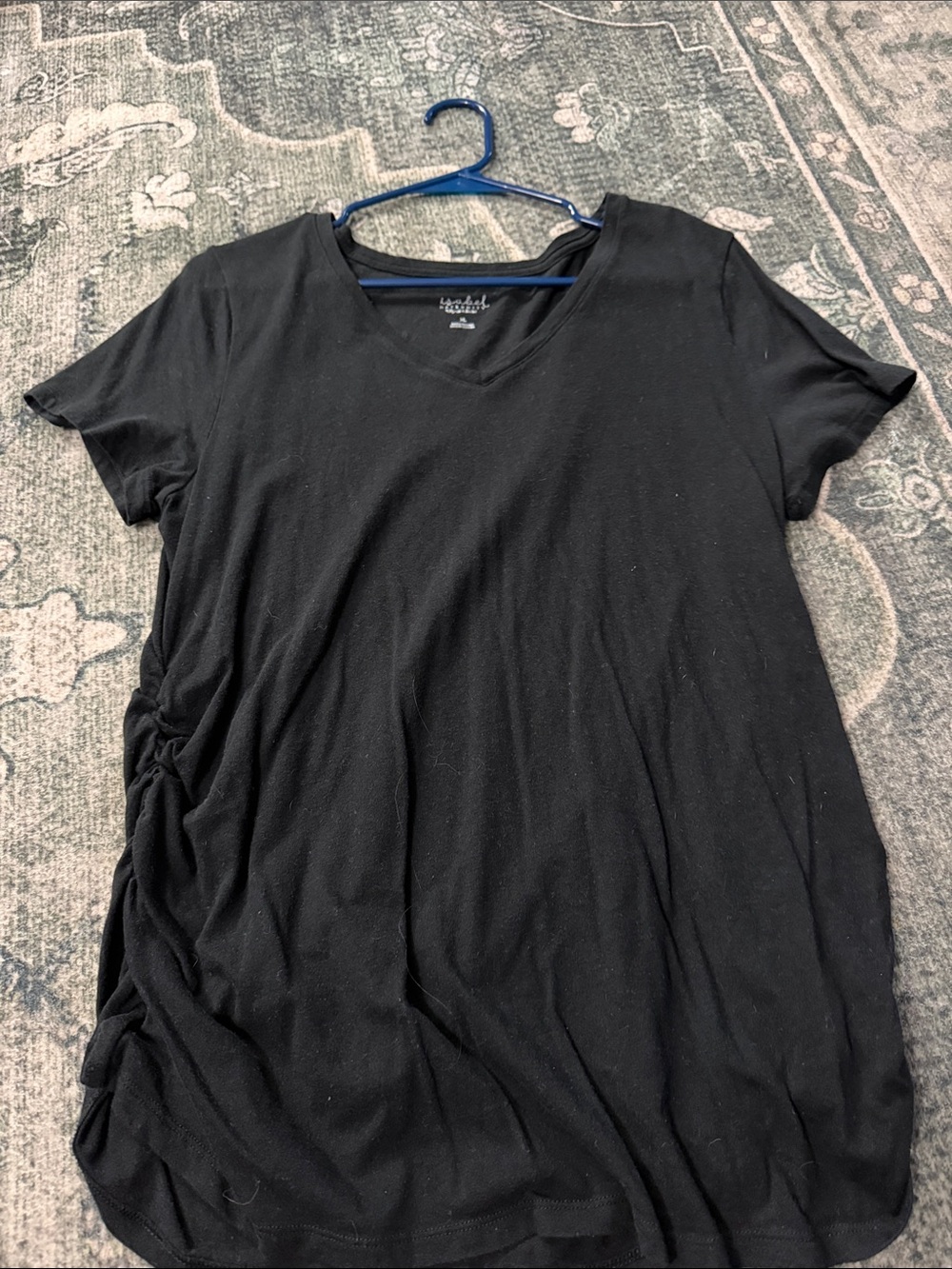 Black V-Neck Side-Ruched Women’s Top